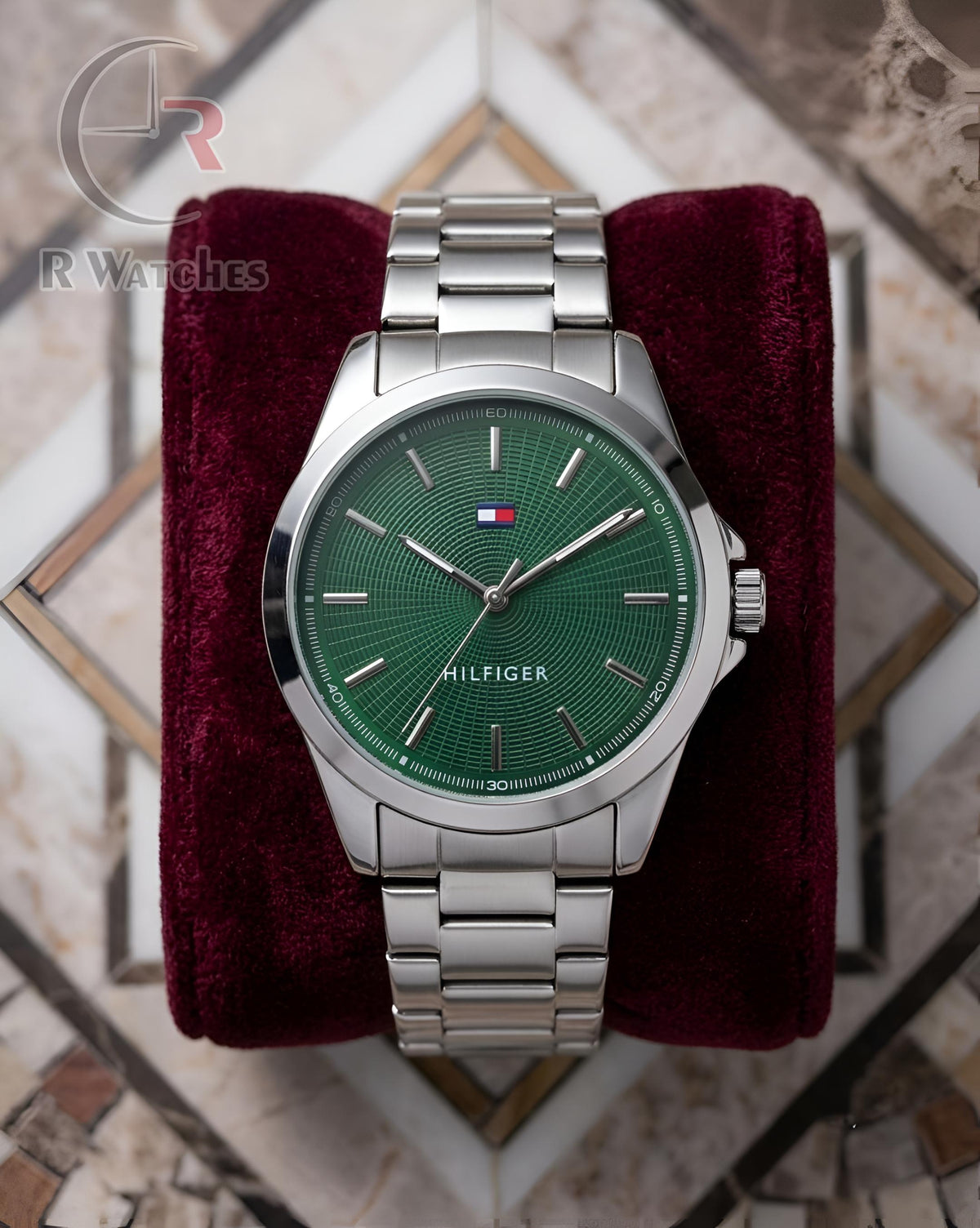 (SS)📷⭐ Tommy Hilfiger Silver Green Dial (THP26)