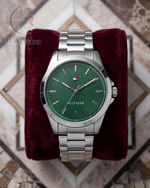 (SS)📷⭐ Tommy Hilfiger Silver Green Dial (THP26)