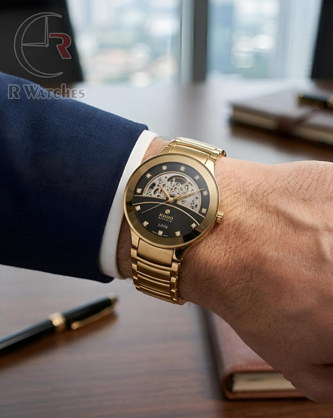 (OS3)📷⭐ Rado Gold Black Dial (RDP52)
