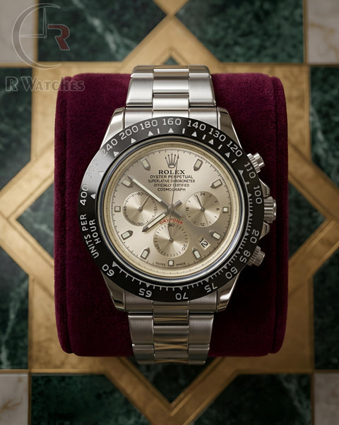 (OS)📷⭐ Rolex Daytona silver black ring (RXP9)