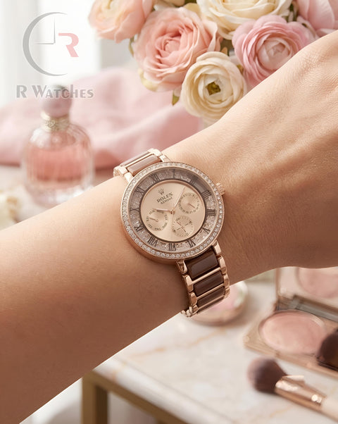 (OS)📷⬆️ Rolex Girls Roman Brown Rose Gold (RXG5)