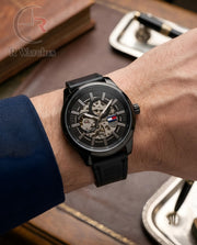 (OS2)📷⬆️ Tommy Hilfiger Automatic Leather Full Black (THAL2)