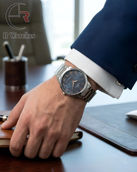 (OS)📷⭐ V9 Collection Silver Blue Arabic Dial (V9P2)