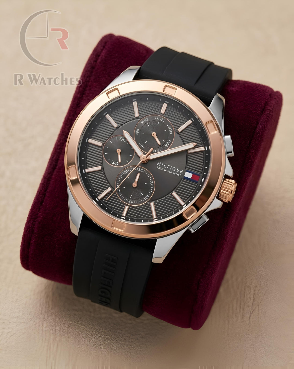 (SS)📷 Tommy Hilfiger Silicon Dual Tone Black (THS1)