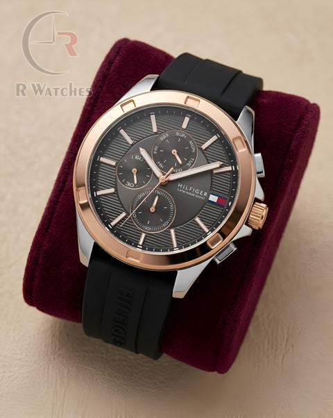 (SS)📷 Tommy Hilfiger Silicon Dual Tone Black (THS1)