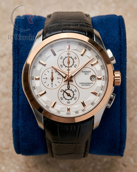 (OS)📷⬆️⭐ Tissot leather black dual tone white (TSL8)