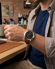 (OS)📷⭐ Signature Leather Brown Silver Black Dial (SGL1)