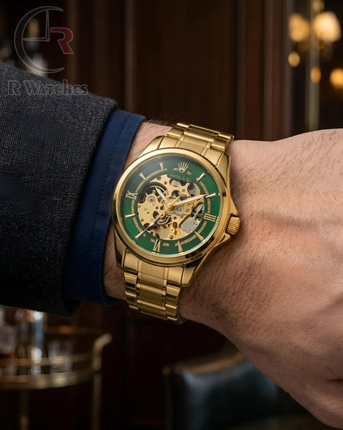(SS)📷 Rolex Automatic Gold Green Gold Dial (RXAM37)