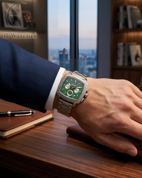 (SS)⬆️ Fossil Matt Square Silver Green