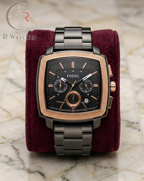 (OS2)⬆️ Fossil Matt Square Rose Gold Black
