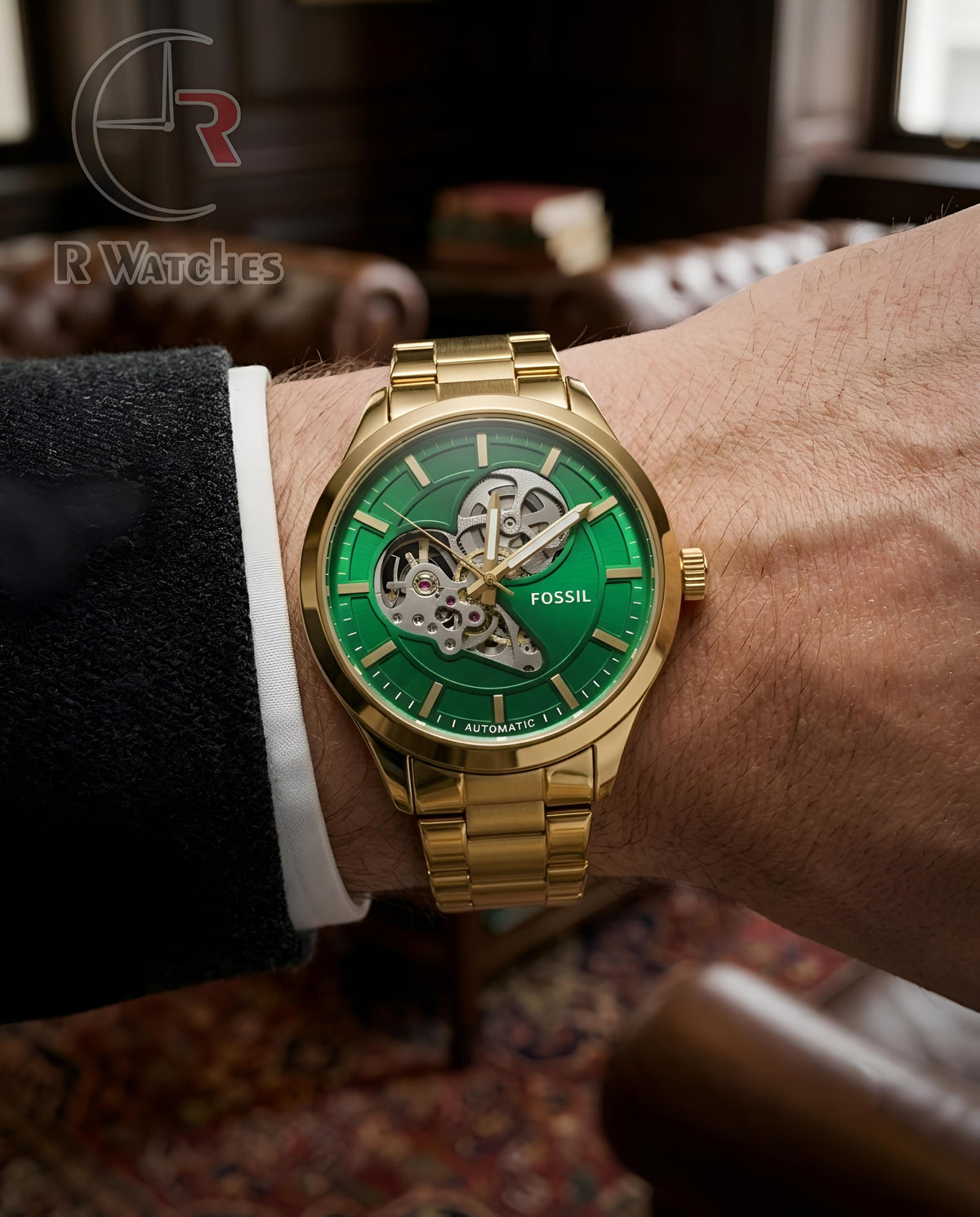 (OS2)⬆️ Fossil Automatic Gold Green