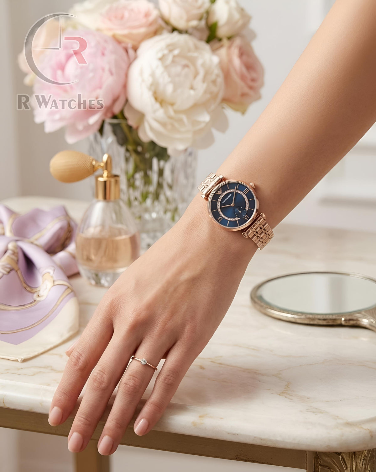 (SS) Armani Girls Rose Gold Nevy Blue