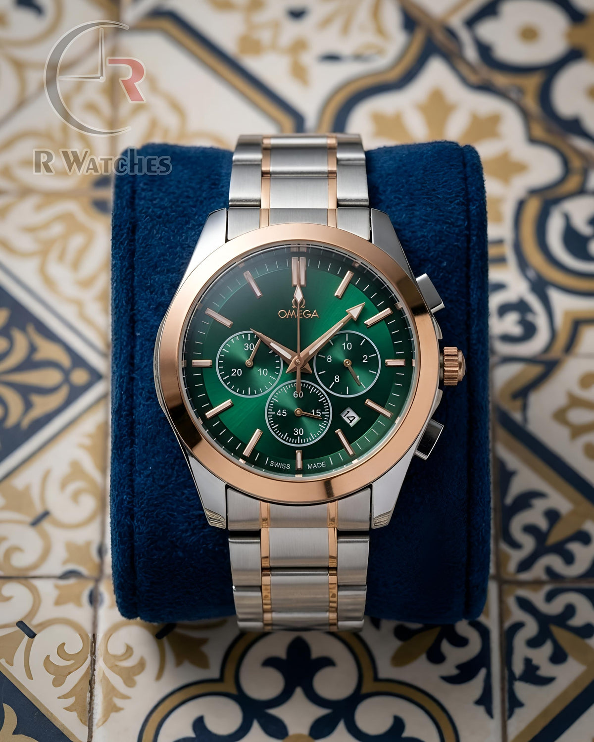 (SS) Omega Rose Gold Green