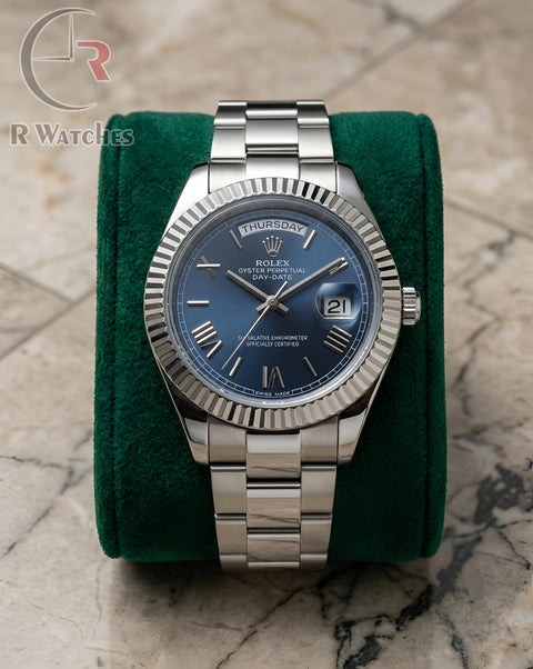 (SS) Rolex Silver Nevy Blue