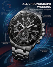 Edifice Silver Black – Premium Luxury Chronograph Watch