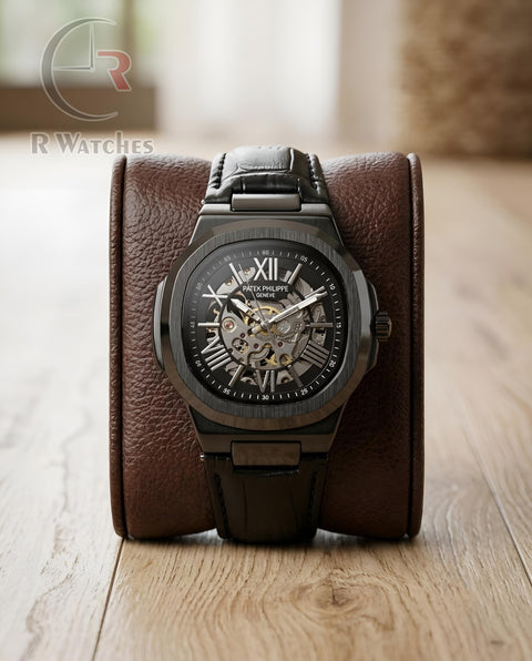 (OS) Patek Philippe Automatic Leather Full Black