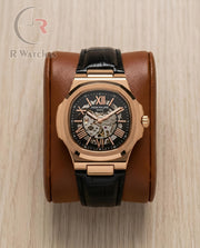(OS) Patek Philippe Automatic Leather Rose Gold Black