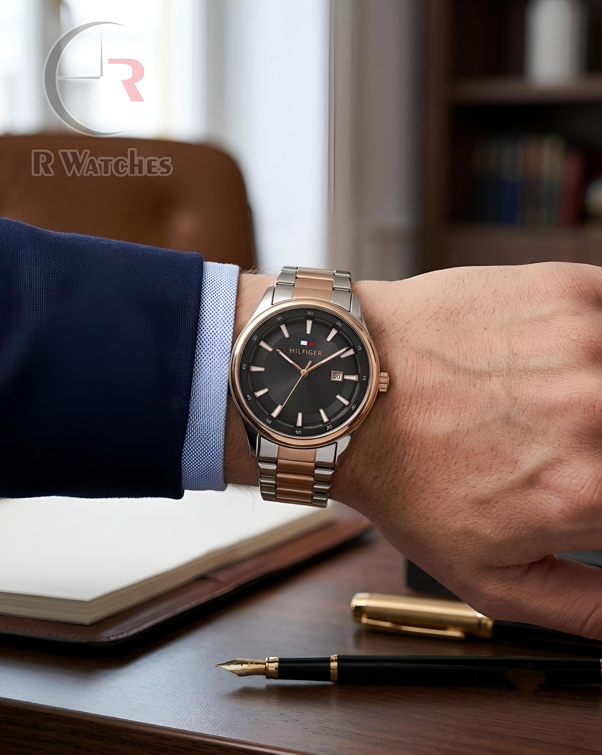 (OS) Tommy Hilfiger Rose Gold Black