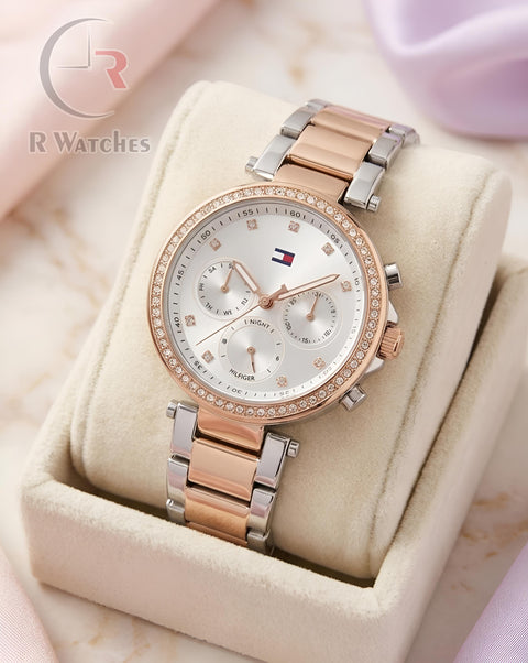 (OS) Tommy Hilfiger Girls Rose Gold White