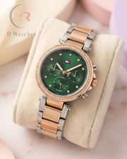 (OS) Tommy Hilfiger Girls Rose Gold Green