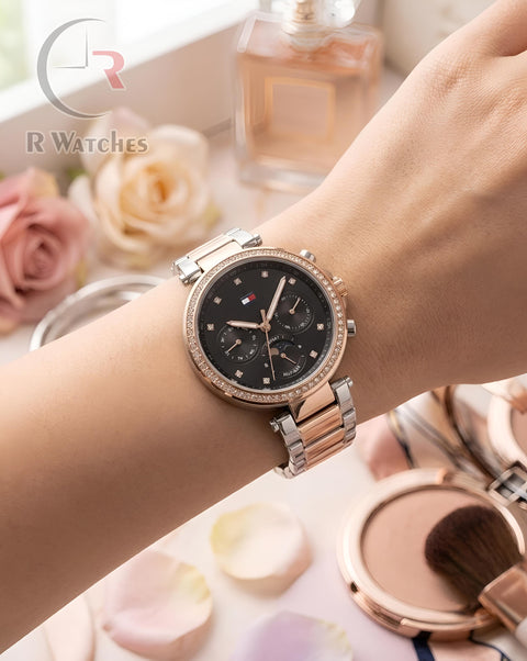 (OS) Tommy Hilfiger Girls Rose Gold Black