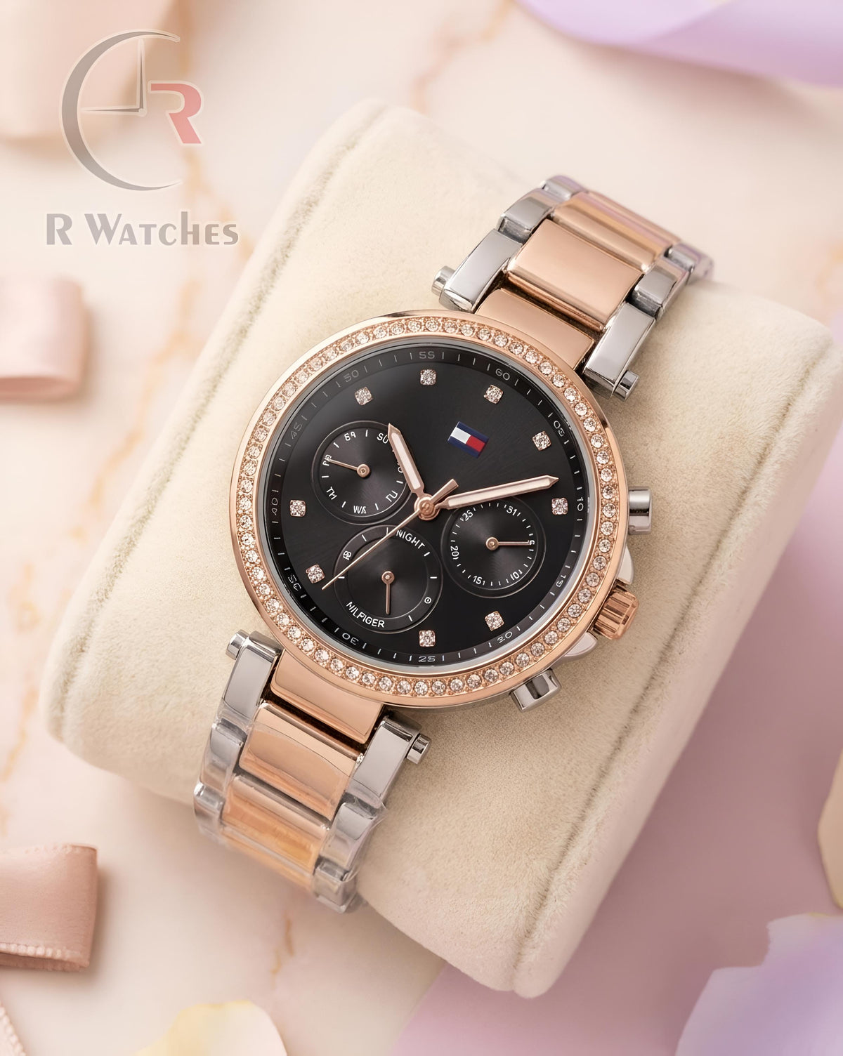 (OS) Tommy Hilfiger Girls Rose Gold Black