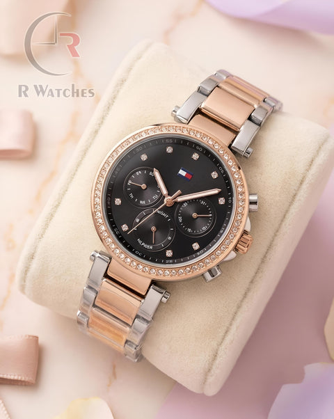 (OS) Tommy Hilfiger Girls Rose Gold Black