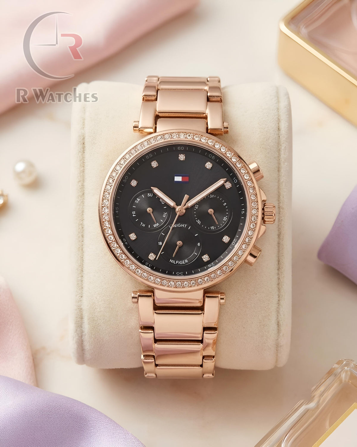 (OS) Tommy Hilfiger Girls Rose Gold Black