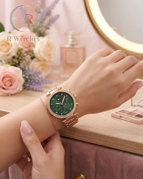 (SS) Tommy Hilfiger Girls Rose Gold Green