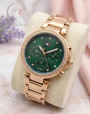 (SS) Tommy Hilfiger Girls Rose Gold Green