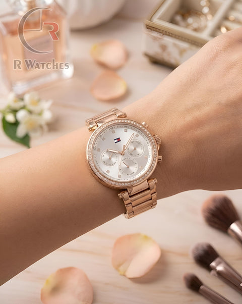 (SS) Tommy Hilfiger Girls Rose Gold White