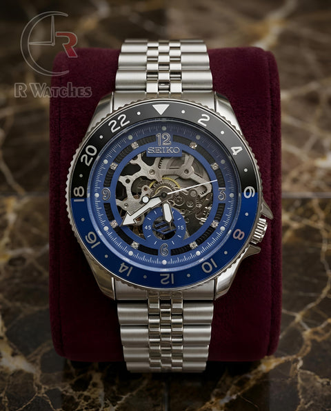 (OS) Seiko Automatic Silver Black Blue