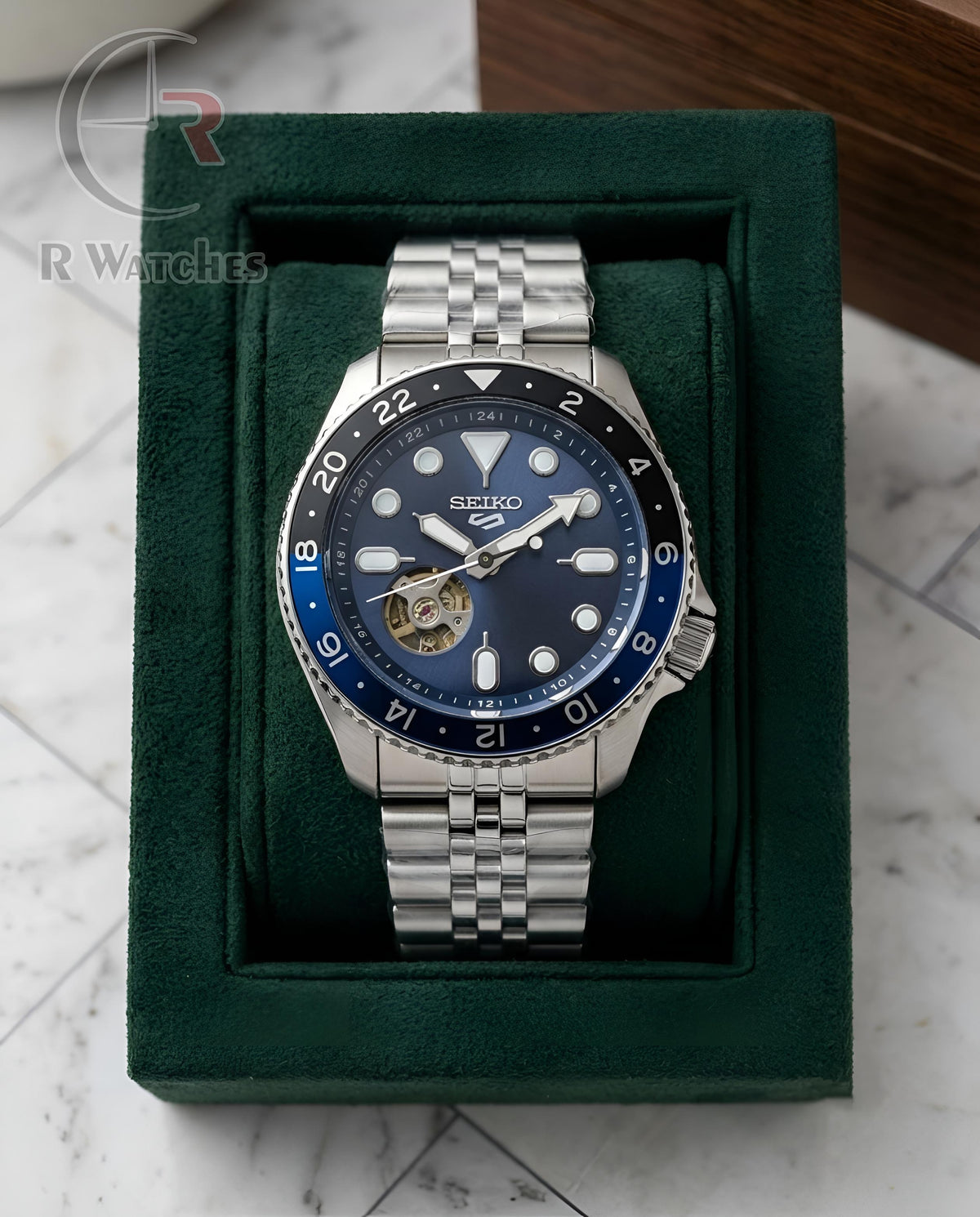 (OS) Seiko Automatic Silver Black Blue