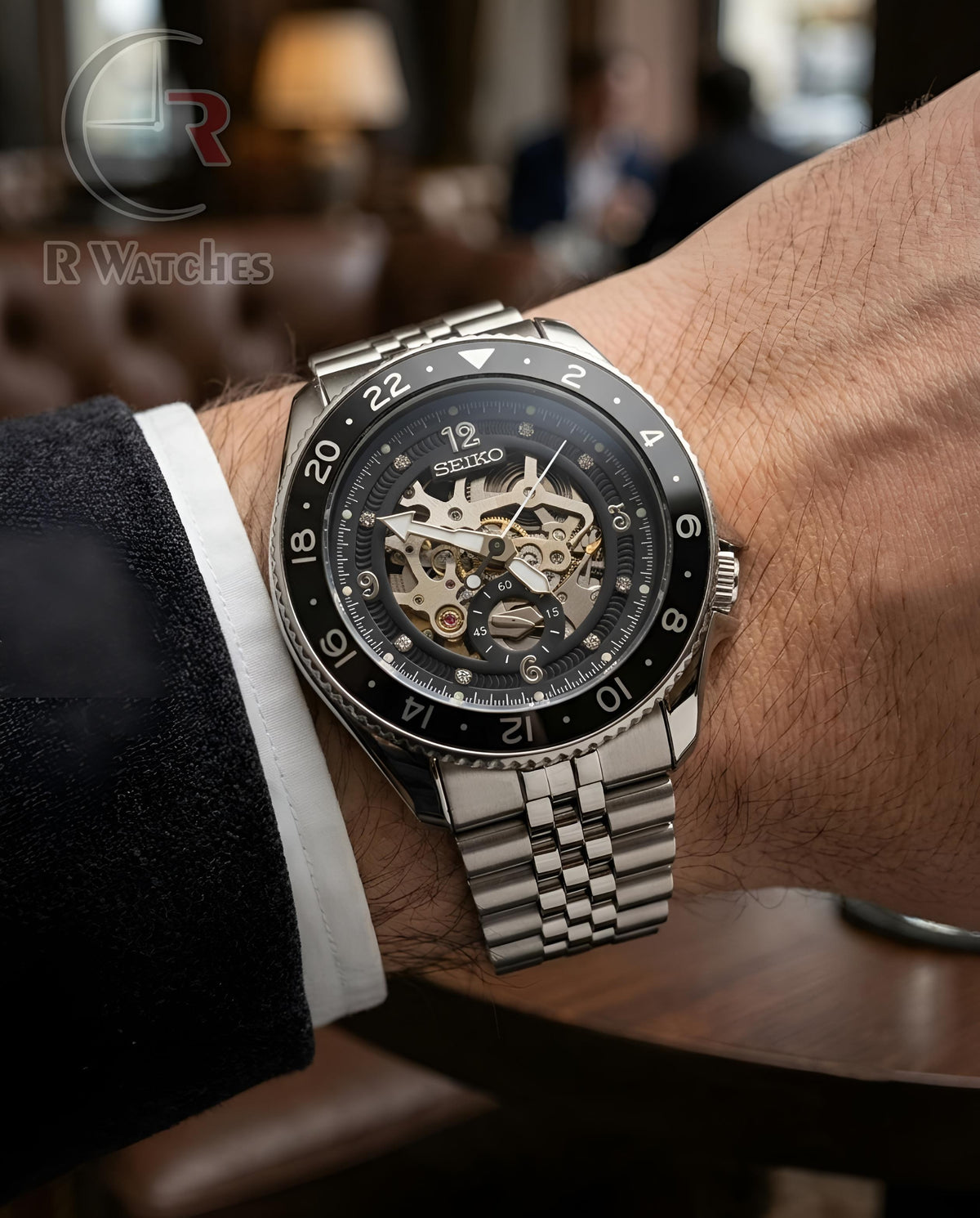 (OS) Seiko Automatic Silver Black