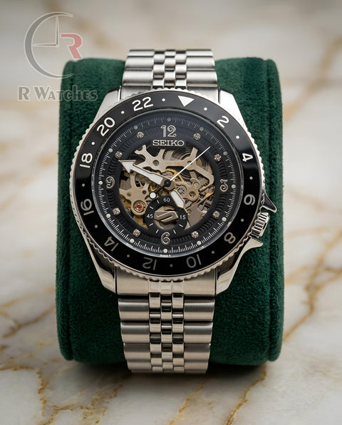 (OS) Seiko Automatic Silver Black