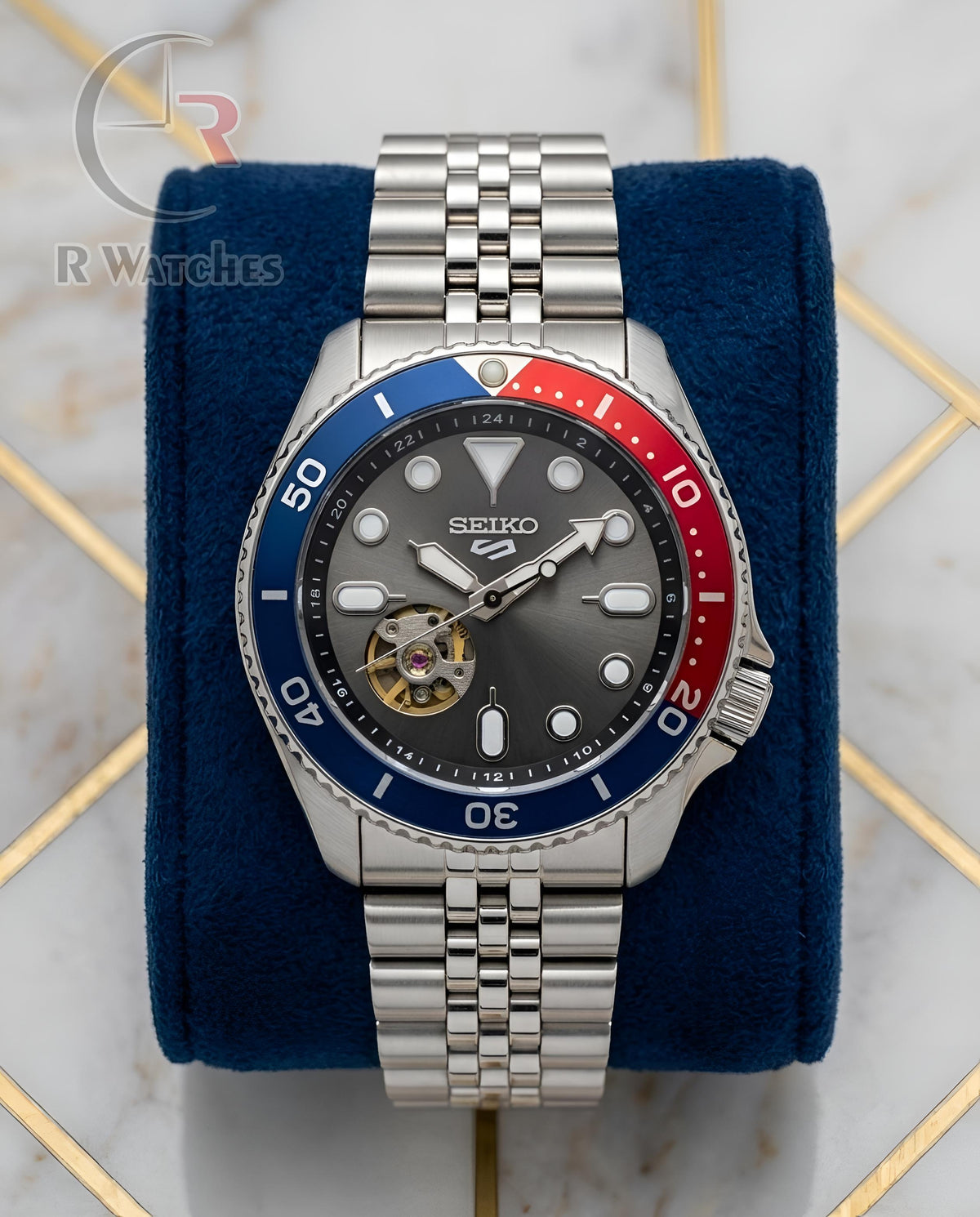(OS) Seiko Automatic Silver Red Blue