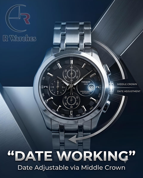 Tissot Silver Black – Premium Luxury Chronograph Watch