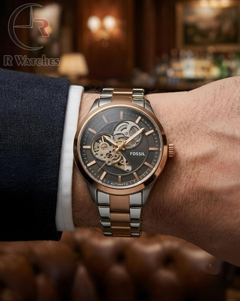 (SS) Fossil Automatic Rose Gold Black