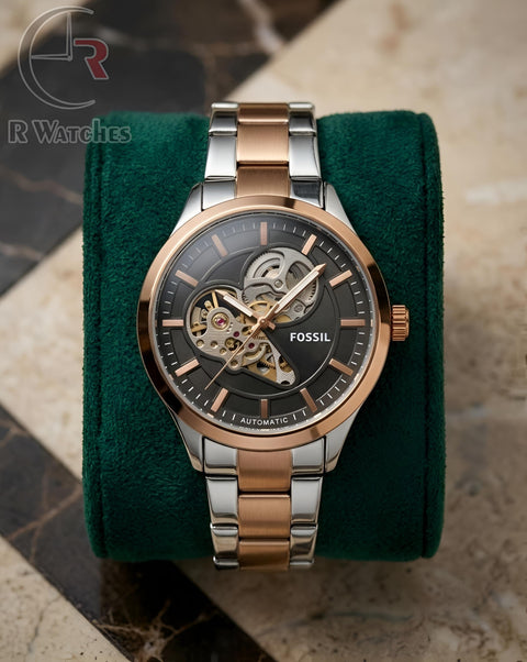 (SS) Fossil Automatic Rose Gold Black