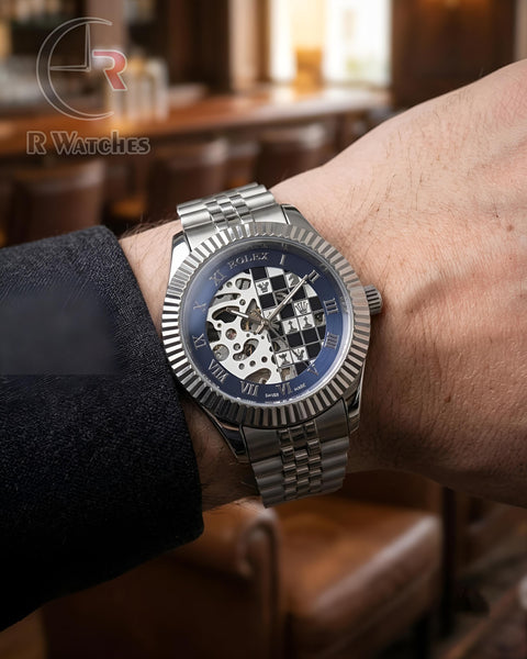 (OS) Rolex Automatic Chess Silver Blue
