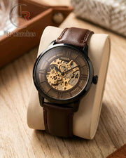 (OS2) Fossil Automatic Leather Brown Black