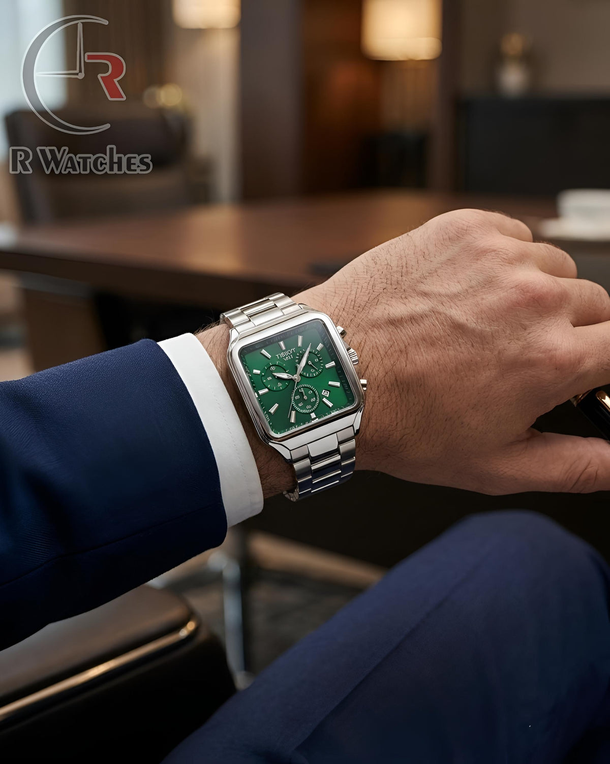 (OS) Tissot Square Silver Green
