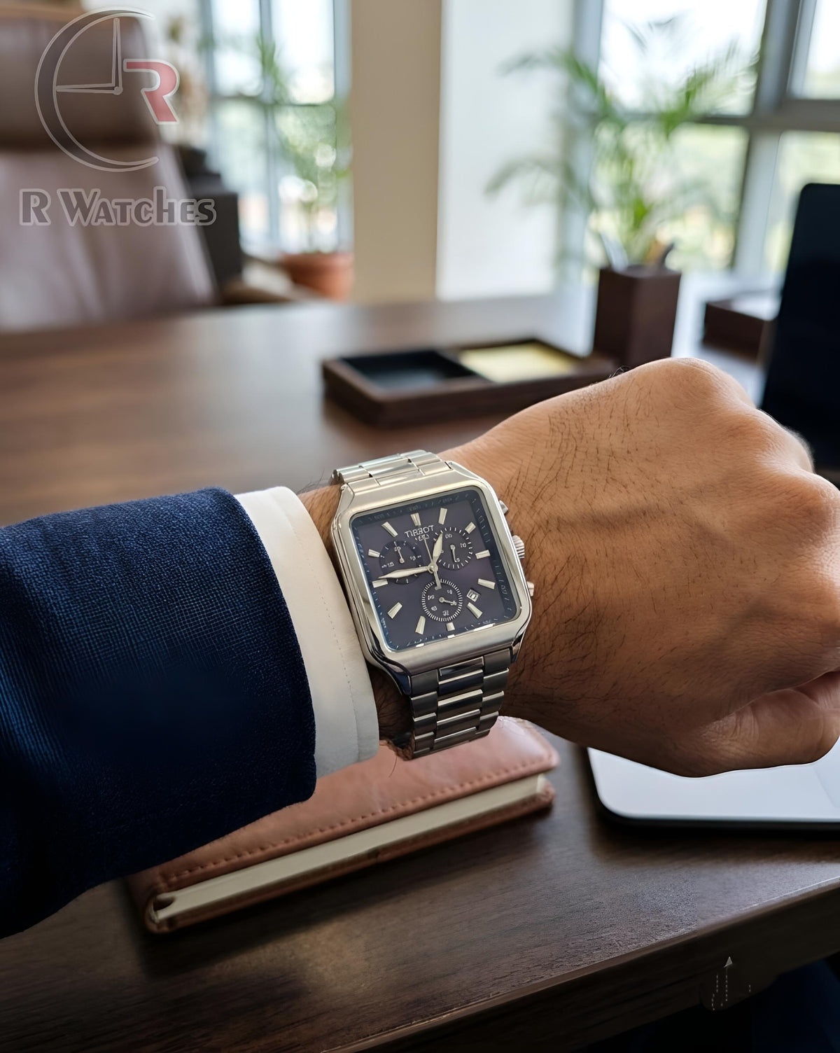 (OS) Tissot Square Silver Nevy Blue