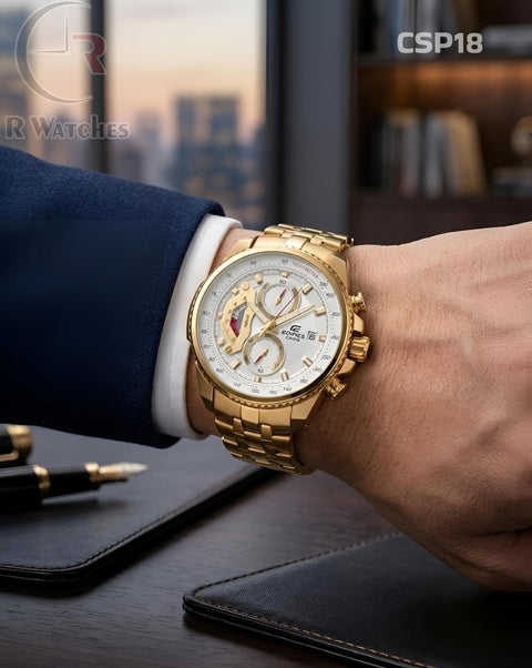 (SS)🖤⬆️⭐ Casio Edifice Gold White (CSP18)
