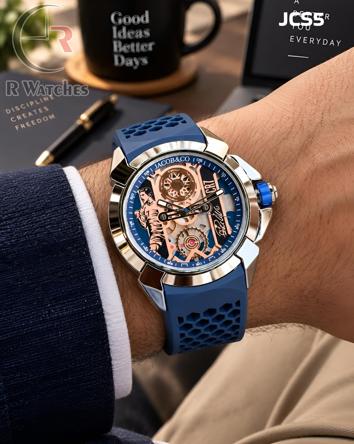 (SS)🖤⬆️ Jacob&Co Silicon Blue Silver (JCS5)