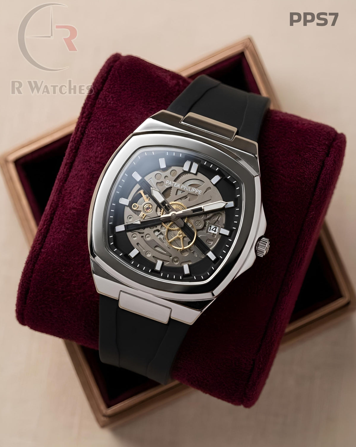 (OS)🖤⬆️ Patek Philippe Silicon Silver Black (PPS7)