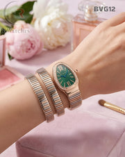 (SS)🖤⬆️⭐ Bvlgari Snake Girls Diamond Rose Gold Green (BVG12)