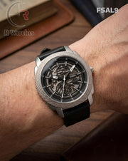 (OS)🖤⬆️ Fossil Automatic Leather Black Silver (FSAL9)