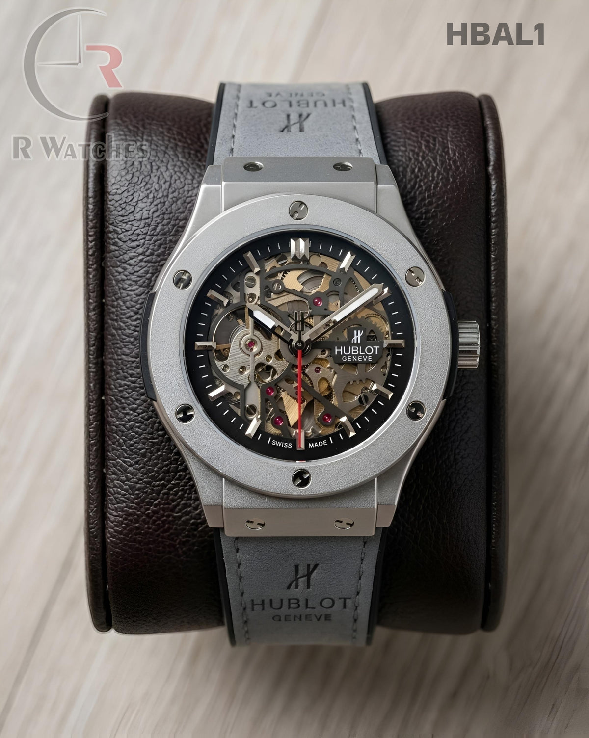 (OS)🖤⬆️ Hublot Automatic Leather Grey Silver Dial (HBAL1)