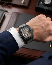 (SS)🖤⬆️ Hublot Leather Machinery Grey Black (HBL36)